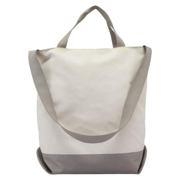 CHANEL Hand Bag Nylon 2way White Gray Silver CC Auth - Picture 2 of 16